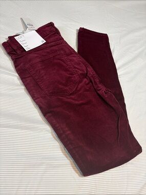 LOFT Burgundy Corduroy Skinny Pants